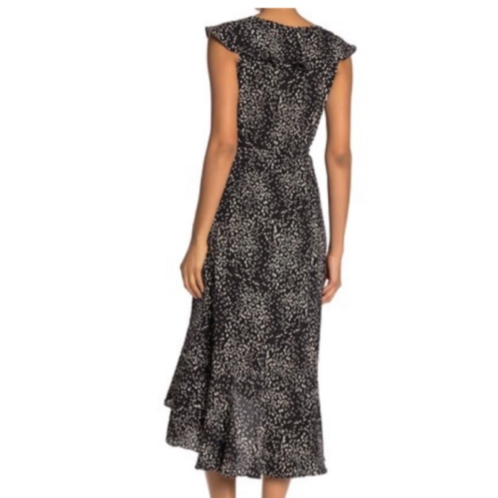 Max Studio Patterned Ruffle Wrap Midi Dress - Picture 4 of 5